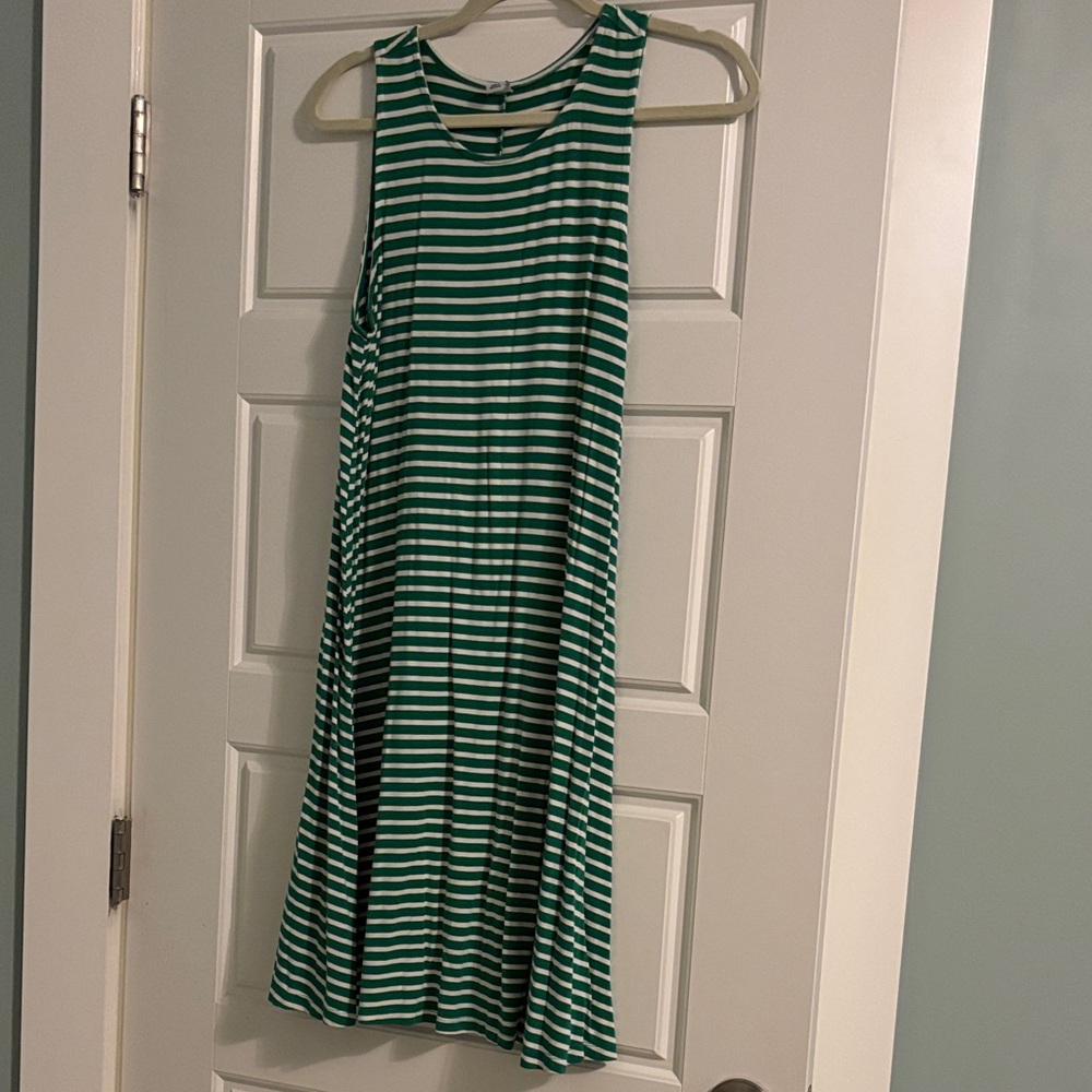 Old Navy Green and White Striped Dress